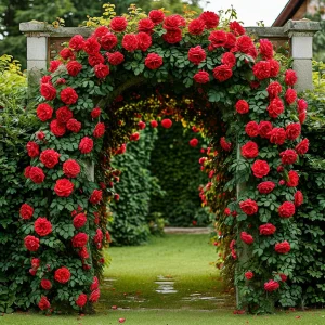 Роза плетистая Алый Триумф купить по цене от 319р. в интернет-магазине «Посадика» с доставкой почтой в в Боре и по всей России – [изображение №1].